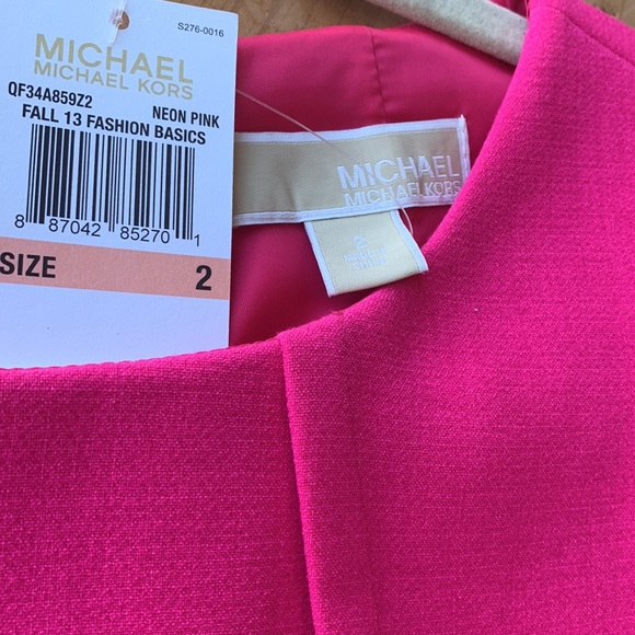 NWT 🌸 Michael Kors Hot Neon Barbicore Barbie 💕 Pink Peplum Flare Hem Top Sz 2 - Picture 11 of 16